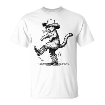 Cute Cat With Cowboy Hat & Boots Cowgirl Western Country T-Shirt - Seseable