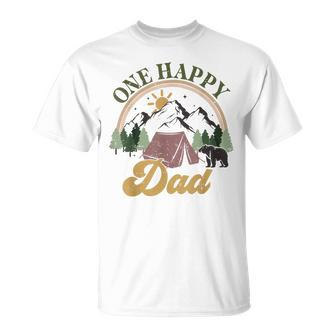 Cute One Happy Camper Birthday Decorations One Happy Dad T-Shirt - Monsterry AU
