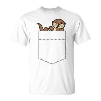 Cute Otter Cute Pocket Otter  T-Shirt - Seseable