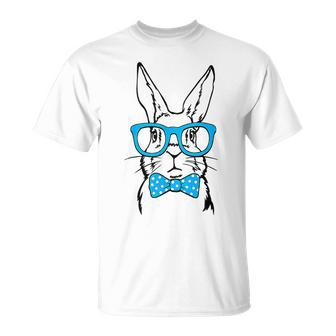Cute Rabbit Bunny Face Glasses Bow Tie Happy Easter Day Boys T-Shirt - Seseable