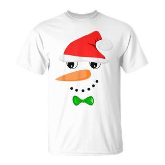Cute Santa Snowman Face Christmas Snowman Costume T-Shirt - Monsterry