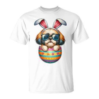 Cute Shih Tzu Egg Easter Day Dog Dad Dog Mom T-Shirt | Mazezy DE
