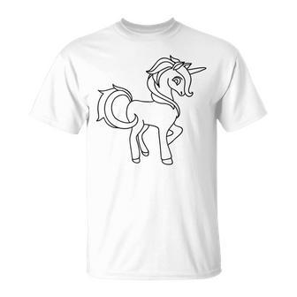 Cute Unicorn For Coloring Fun Diy Do It Yourself Color In T-Shirt - Monsterry
