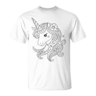 Cute Unicorn To Paint And Color In For Children T-Shirt - Monsterry DE