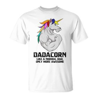 Dadacorn Muscle Dad Unicorn Fathers Day T-Shirt - Monsterry