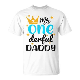 Daddy Of Little Mr Onederful 1St Birthday Family Party T-Shirt - Monsterry