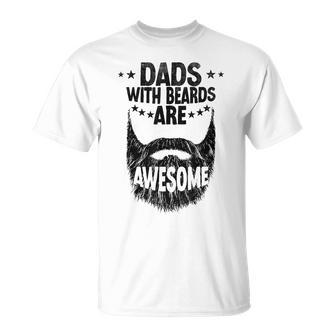 Dads With Beards Are Awesome Vintage Father's Day Joke Dad T-Shirt - Seseable