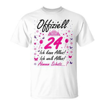 Damen 24 Geburtstag Lustig Offiziell 24 Ich Kann AllesSchatz T-Shirt - Seseable