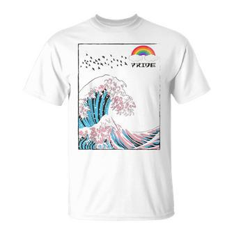 Dare To Be Yourself Trans Lgbt Colors In The Japanese Wave T-Shirt - Monsterry