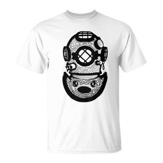 Deep Sea Diver Navy Commercial Scuba Diver Dive Helmet Mk5 T-Shirt - Monsterry