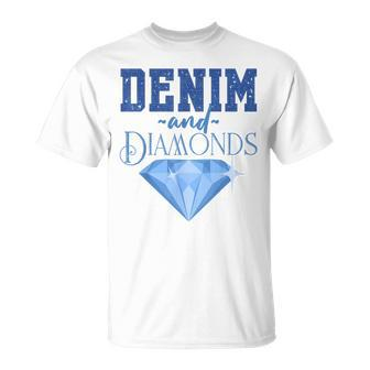 Denim Fabric Diamonds Stylish Skinny Jeans Lover T-Shirt - Monsterry