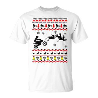 Dirt Bike Motorcycle Pajama Ugly Christmas Biker T-Shirt - Monsterry UK