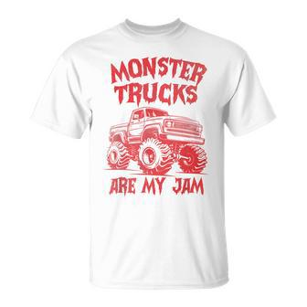 Distressed Monster Trucks Are My Jam Race Day Red Vintage T-Shirt - Thegiftio UK
