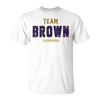 Distressed Team Brown Proud Family Surname Last Name T-Shirt - Seseable