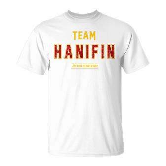 Distressed Team Hanifin Proud Family Nachname Nachname T-Shirt - Seseable