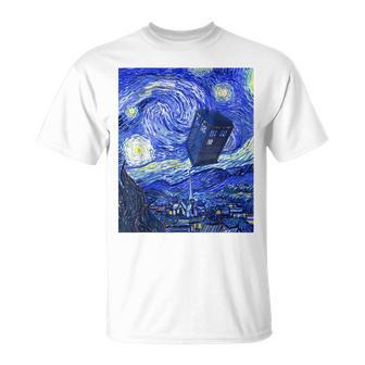 Doctor's Tardis Starry Night Van Gogh Peinture Célèbre T-Shirt - Cadeauxyz