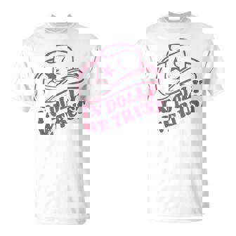 In Dolly We Trust Cute Pink Hat Outfit Fans Dolly T-Shirt - Seseable