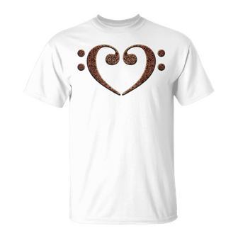 Double Bass Clef Heart Musical Notes Music Lover Bassist T-Shirt - Monsterry CA