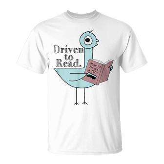 Driven To Read Pigeon Library Reading Books Readers T-Shirt | Mazezy DE