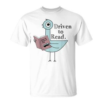 Driven To Read Pigeon Library Reading Books T-Shirt | Mazezy AU
