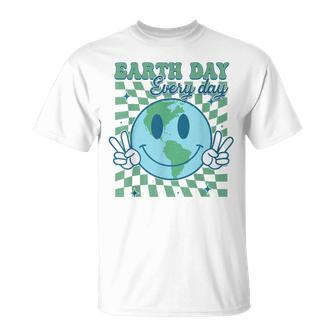 Earth Day Everyday Smile Face Hippie Planet Anniversary T-Shirt | Mazezy UK