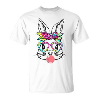 Easter Day Bunny With Bandana Heart Glasses Bubblegum T-Shirt | Mazezy