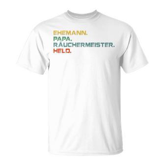 Ehemann Papa Räuchermeister Held Retro Grillmeisterintage Raglan T-Shirt - Geschenkecke