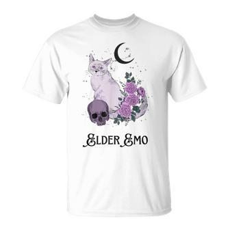 Elder Emo Goth Cat And Moon Purple New Age Witchy Gothic T-Shirt - Monsterry CA