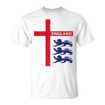 England Flag & Lions Football Fan England Supporter T-Shirt - Thegiftio UK