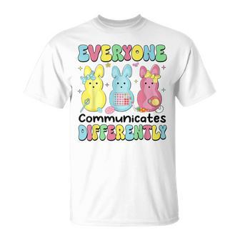 Everyone Communicates Differently Easter Speech Therapy Slp T-Shirt - Seseable
