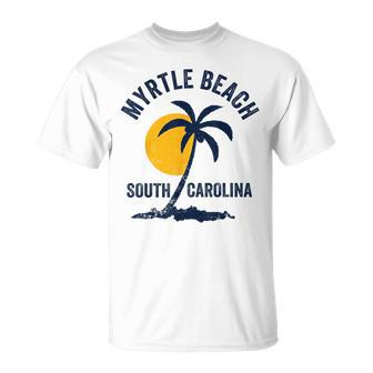 Family Vacation Retro Sunset South Carolina Myrtle Beach T-Shirt - Seseable