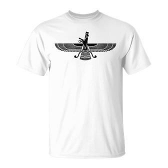 Faravahar Zoroastrian Symbol Persian Iranian Symbolism T-Shirt - Seseable