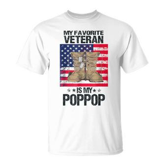 Father Veterans Day My Favorite Veteran Is My Poppop T-Shirt - Seseable