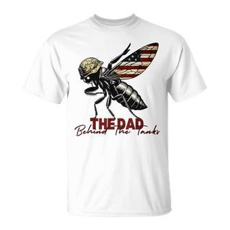 Father's Day Dad Behind The Tanks 4Th Of July American Flag T-Shirt - Thegiftio UK