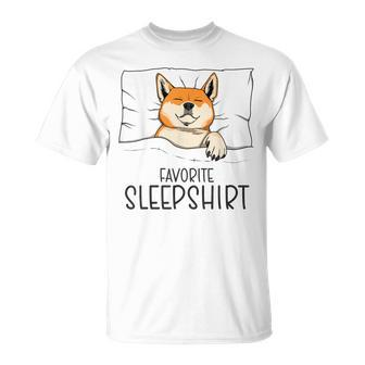 Favorite Sleep Napping Dog Shiba Inu Pajama T-Shirt - Monsterry DE