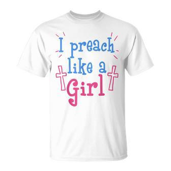 Female Pastor Preach Like A Girl Christmas Women T-Shirt - Monsterry DE