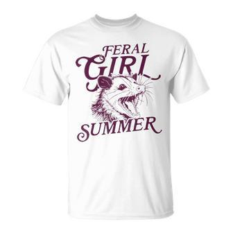 Feral Girl Summer Opossum Vintage T-Shirt - Monsterry DE