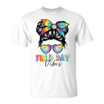 Field Day Vibes Messy Bun Field Day 2024 Girls Student T-Shirt - Seseable