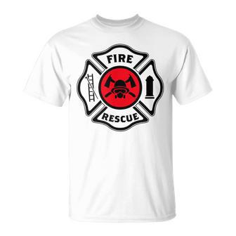 Fire & Rescue Maltese Cross Firefighter T-Shirt - Monsterry AU