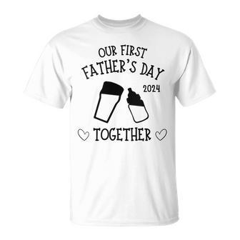 Our First Father's Day Together 2024 Cute Dad Beer Lover T-Shirt - Thegiftio UK
