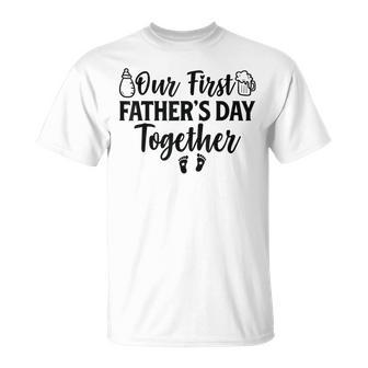 Our First Father's Day Together 2024 New Dad Father Son T-Shirt - Seseable