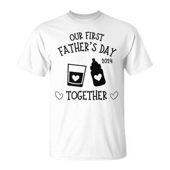 Our First Father's Day Together 2024 New Dad Whiskey Whisky T-Shirt - Thegiftio UK