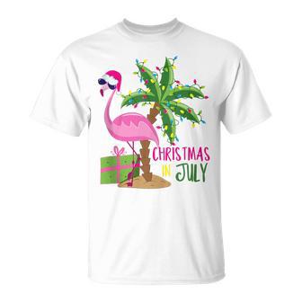 Flamingo Sunglasses Xmas Beach Tropical Christmas In July T-Shirt - Monsterry