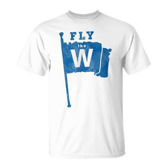 Fly The W Chicago Baseball Winning Flag Distressed T T-Shirt - Monsterry