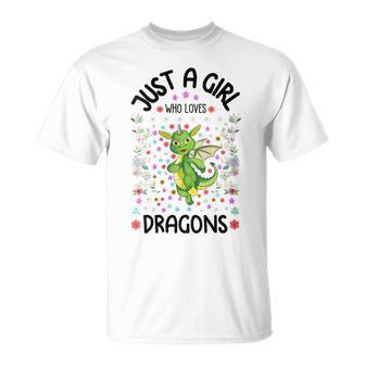 Flying Dragons Lover Cute Just A Girl Who Loves Dragons T-Shirt - Thegiftio UK