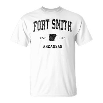 Fort Smith Arkansas Ar Vintage Sports Black Print T-Shirt - Monsterry DE