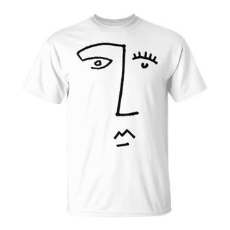 Fun Artistic Line Drawing Abstract Face T-Shirt - Monsterry
