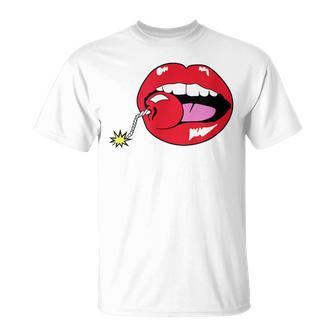 Aiden Argylle-Spy Cherrybomb Lips Nerd Geek Graphic T-Shirt - Thegiftio UK