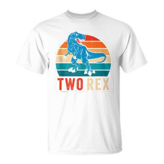Dinausor Two Rex Retro Vintage Sunset 2 Year Old Trex T-Shirt - Monsterry CA