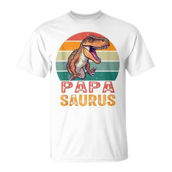Grandpa Papasaurus Family T-Rex Dinosaur Fathers Days T-Shirt - Seseable